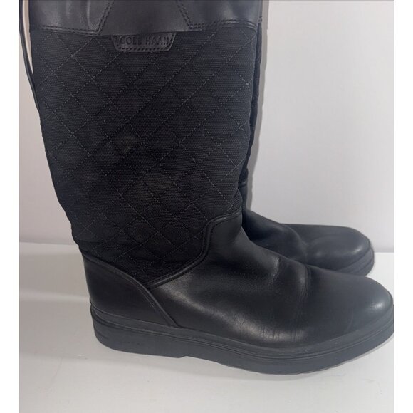 Cole Haan Black Leather Waterproof Quilted Winter Boots Women 8.5B EUC CHARITY - Picture 3 of 7